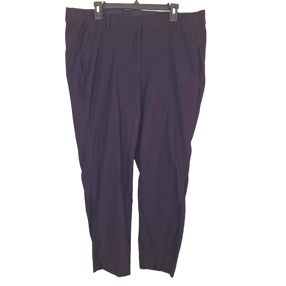 Lane Bryant Black Ankle Trousers Tapered Leg Zip‎ Pockets 18W 37X27 Hi-rise